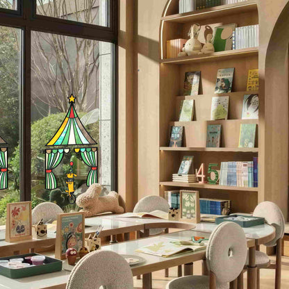 ADD.HERES Circus 3D Stained Glass Window Film Static Cling