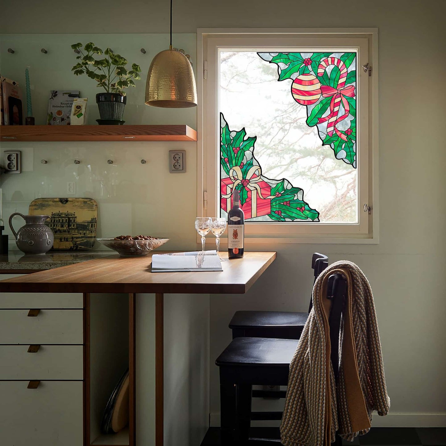 ADD.HERES Christmas Gifts 3D Stained Glass Window Film Static Cling