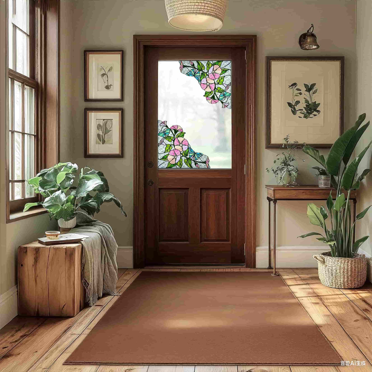 ADD.HERES Morning Glory 3D Stained Glass Window Film Static Cling