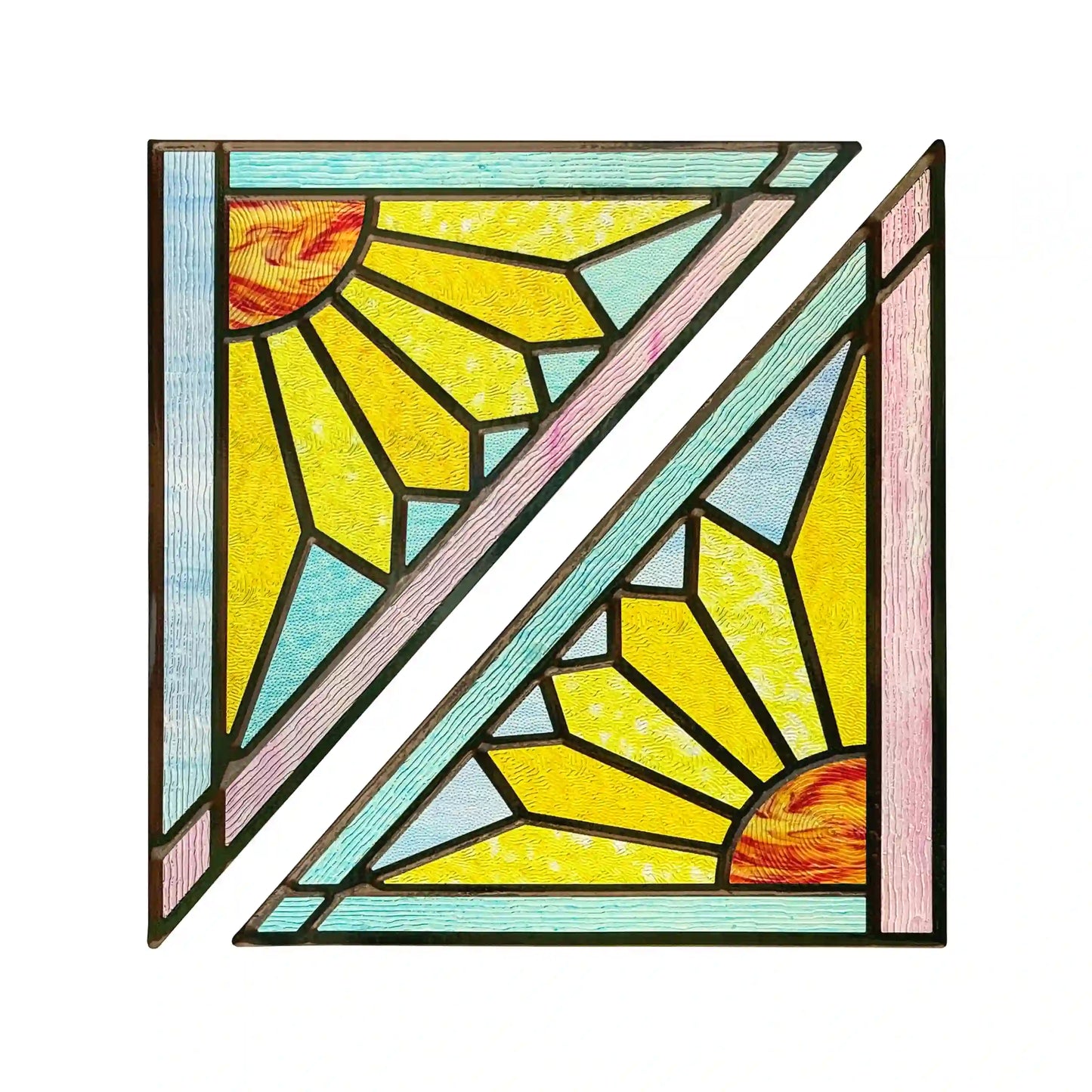 ADD.HERES Geometric Sun 3D Stained Glass Window Film Static Cling