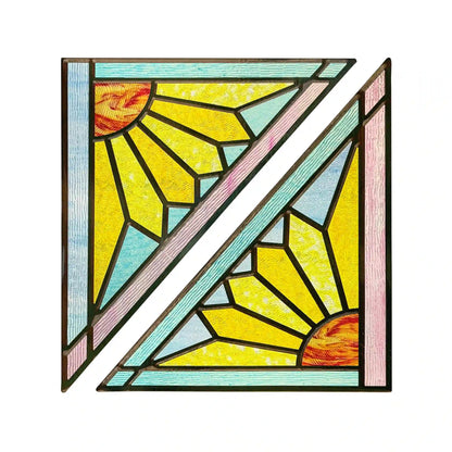 ADD.HERES Geometric Sun 3D Stained Glass Window Film Static Cling