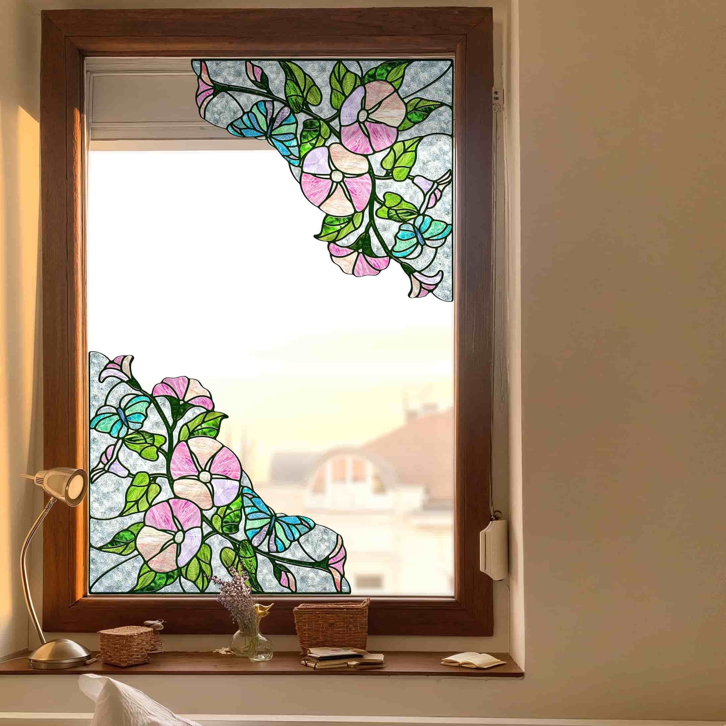 ADD.HERES Morning Glory 3D Stained Glass Window Film Static Cling