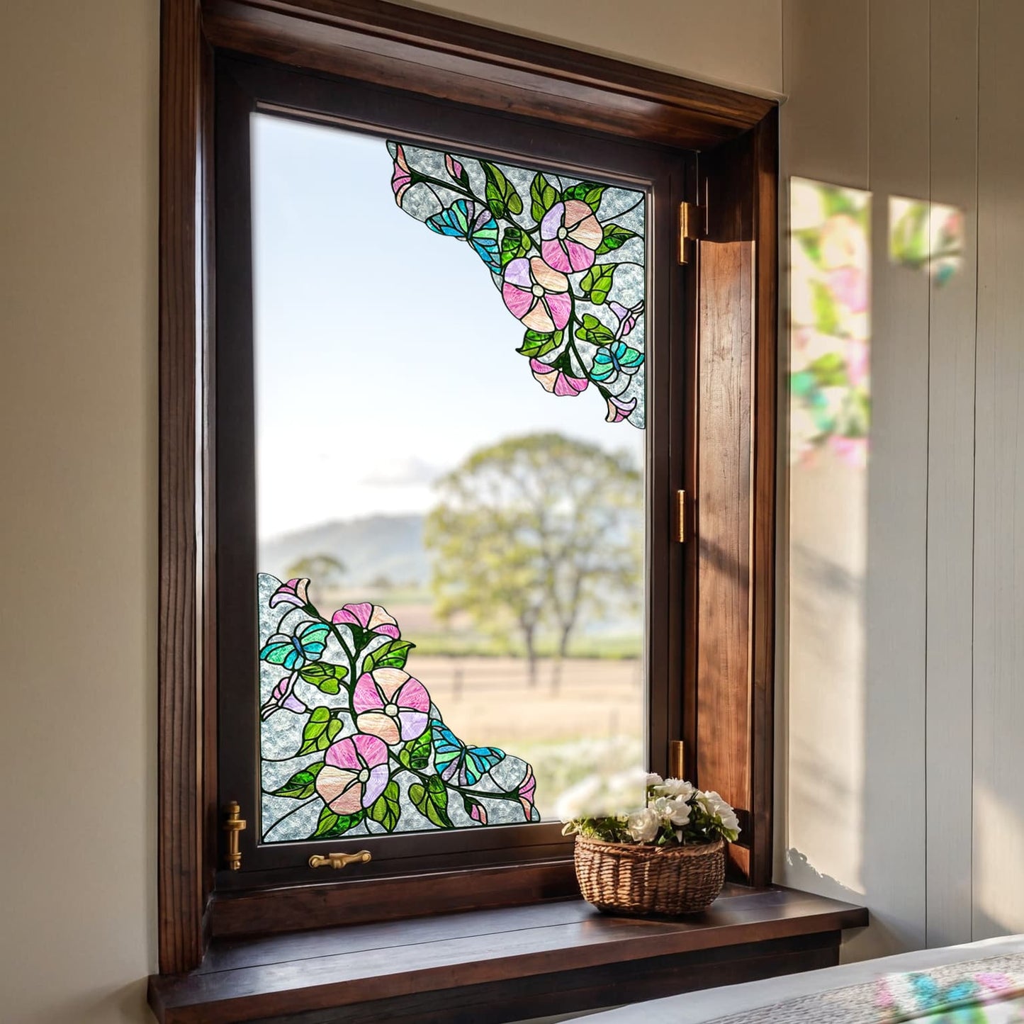 ADD.HERES Morning Glory 3D Stained Glass Window Film Static Cling