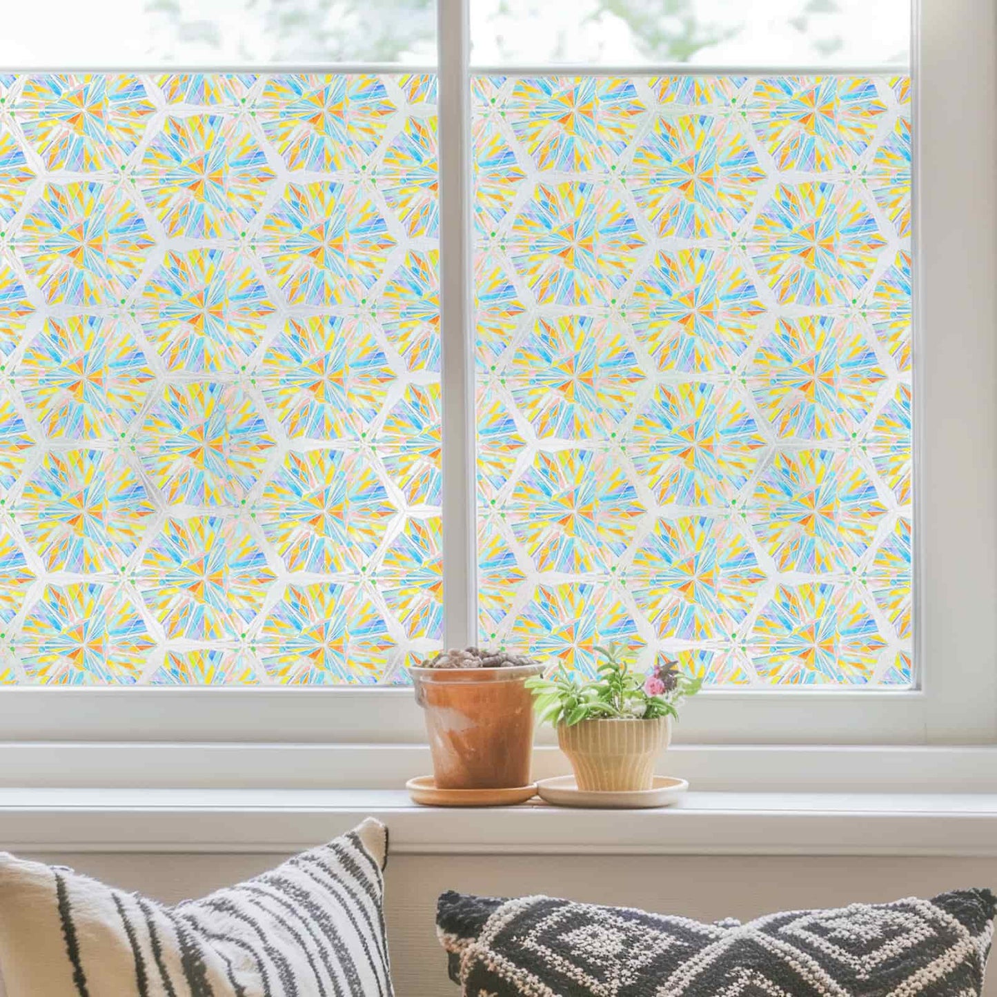 ADD.HERES Diamond 3D Stained Glass Window Film Static Cling