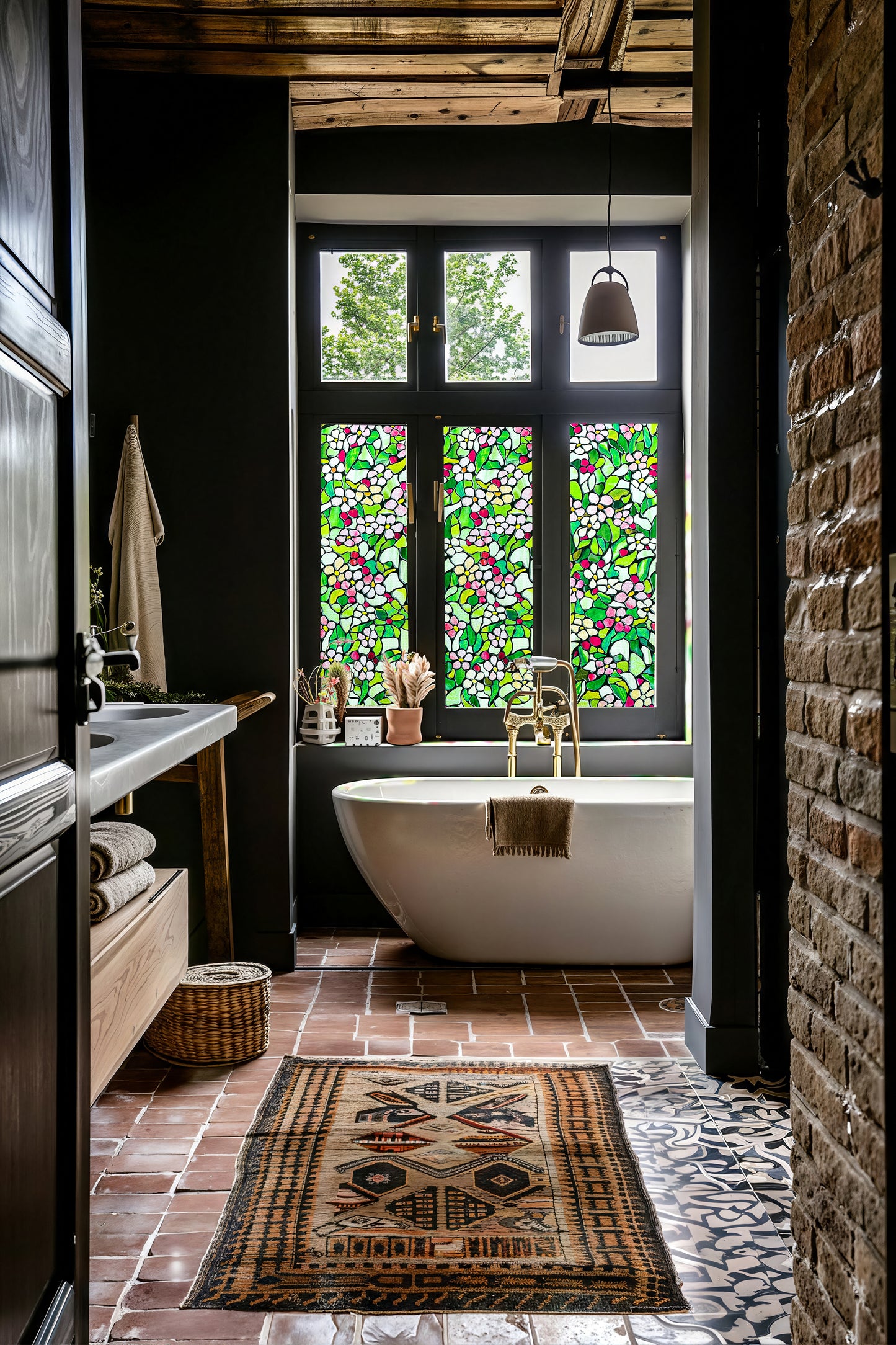 ADD.HERES Blossomray 3D Stained Glass Window Film Static Cling