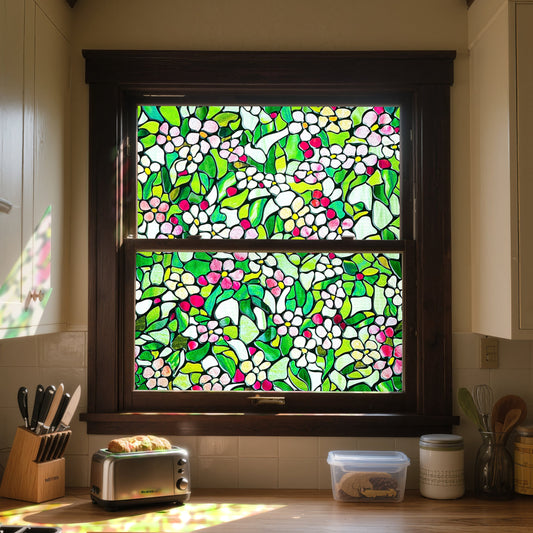ADD.HERES Blossomray 3D Stained Glass Window Film Static Cling