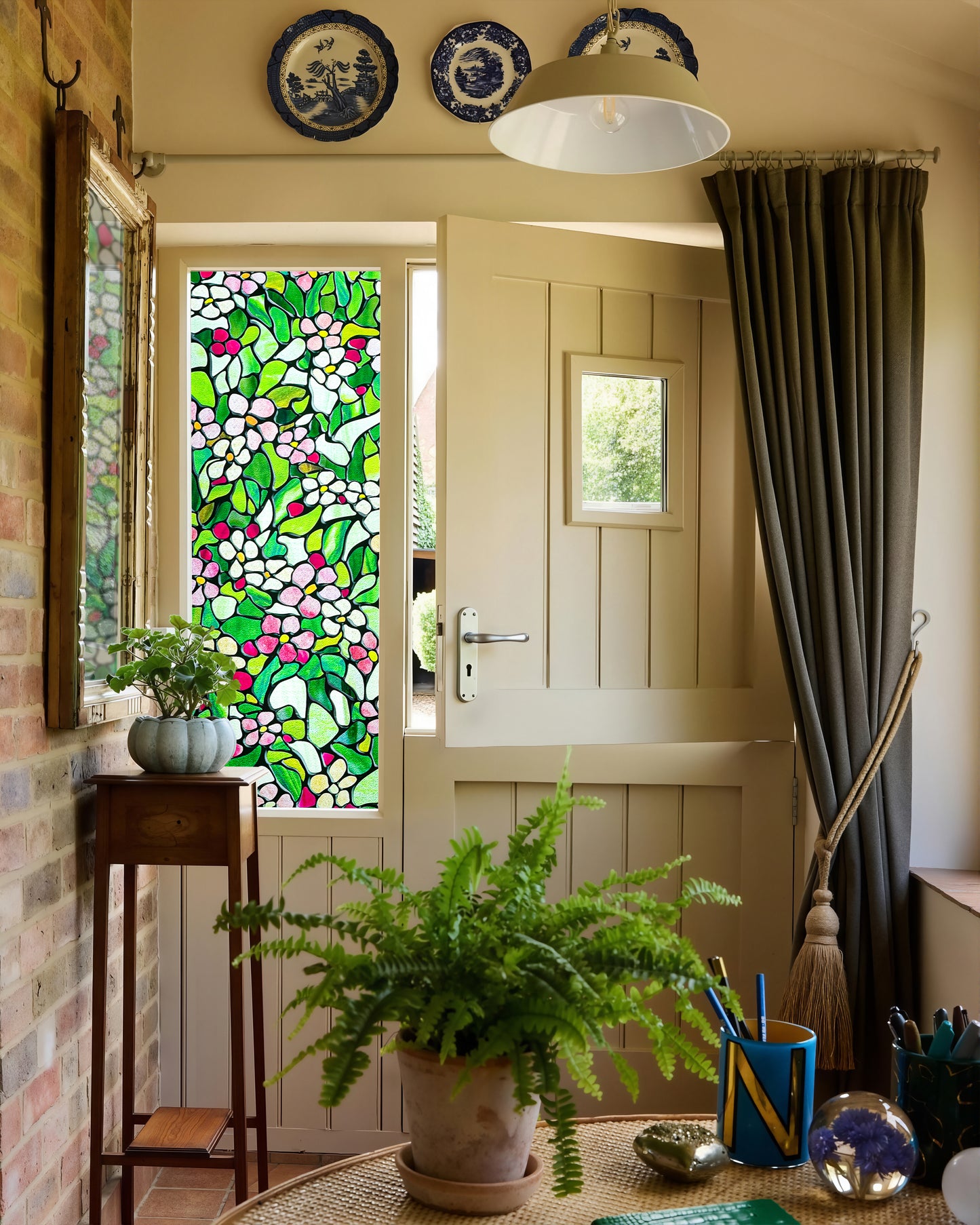 ADD.HERES Blossomray 3D Stained Glass Window Film Static Cling