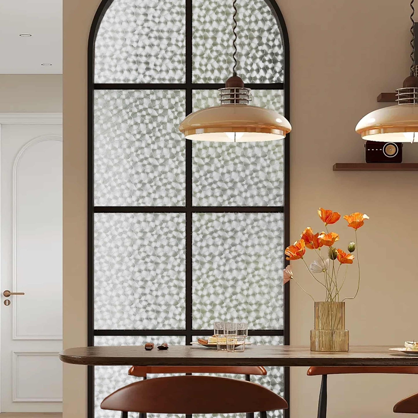 ADD.HERES Floral Shadows 3D Stained Glass Window Film Static Cling