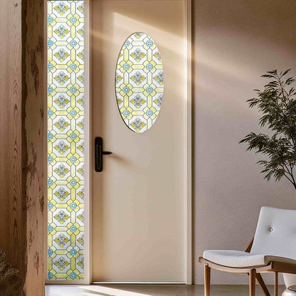 ADD.HERES Gilt Glazed Flowers 3D Stained Glass Window Film Static Cling