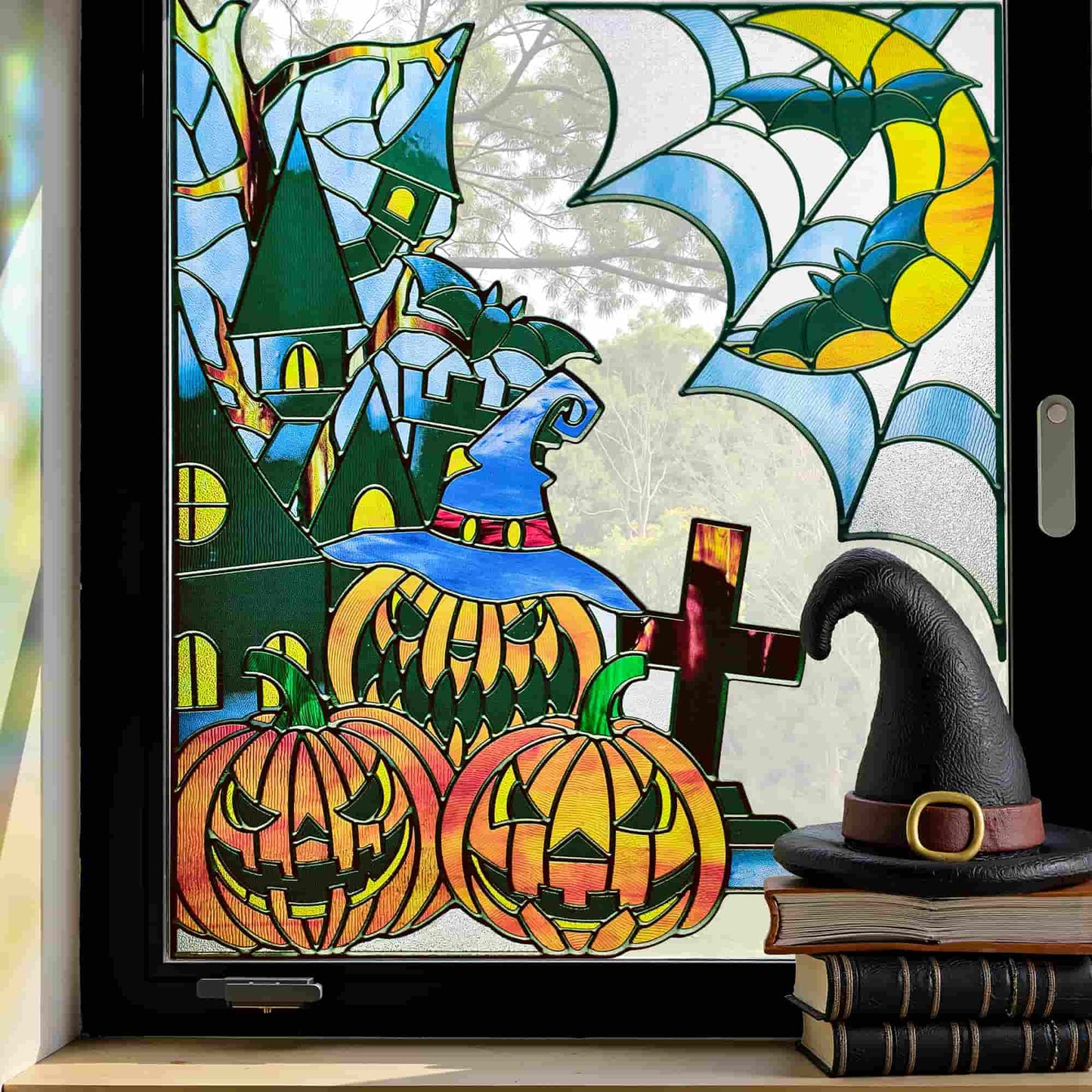 ADD.HERES Halloween 3D Stained Glass Window Film Static Cling