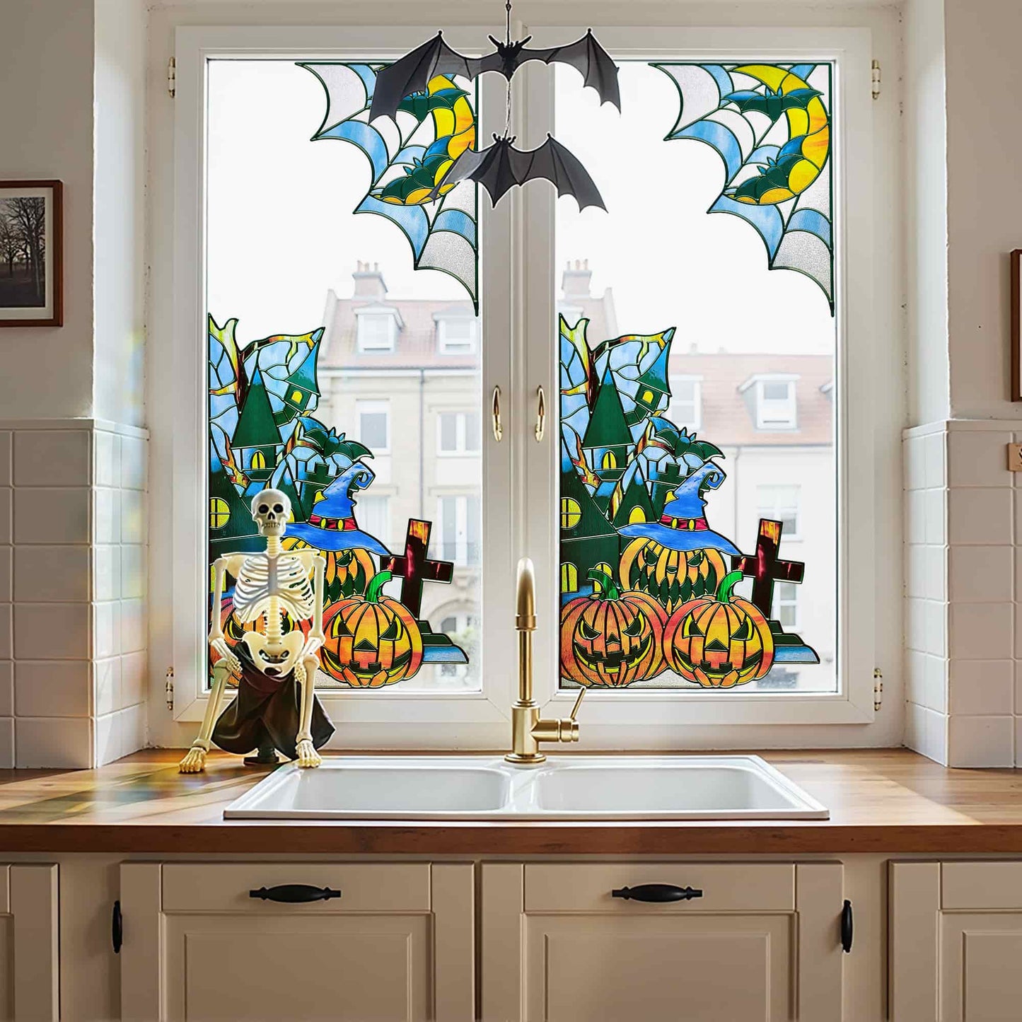 ADD.HERES Halloween 3D Stained Glass Window Film Static Cling