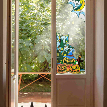 ADD.HERES Halloween 3D Stained Glass Window Film Static Cling