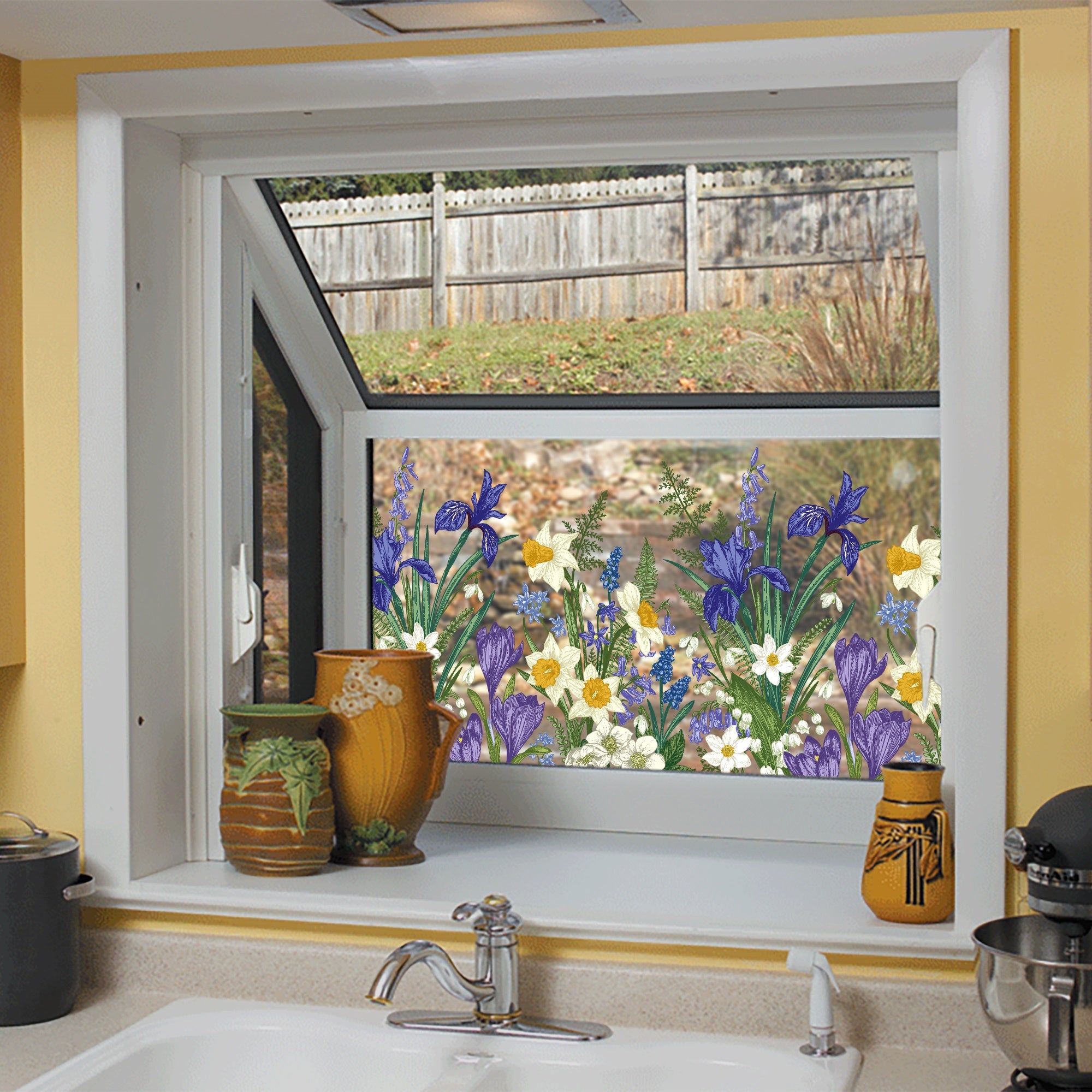 Iris Flower 3D Window Film | Static Cling Decorative Window Cover – ADD ...