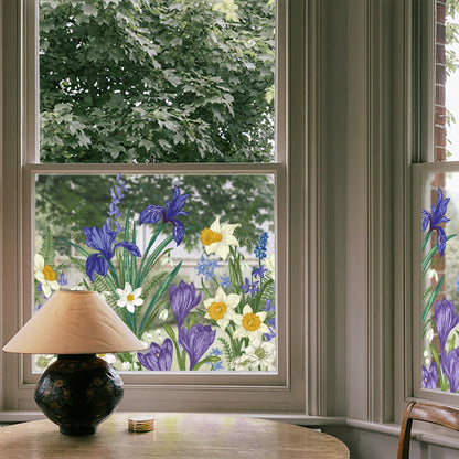 ADD.HERES Iris Flower 3D Stained Glass Window Film Static Cling