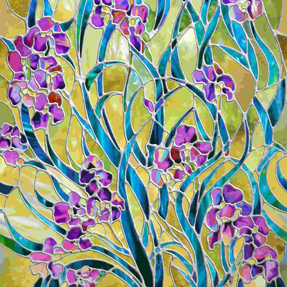ADD.HERES Irises 3D Stained Glass Window Film Static Cling