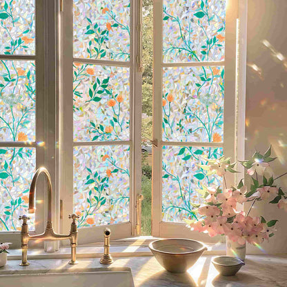 ADD.HERES Orange Blossom 3D Stained Glass Window Film Static Cling