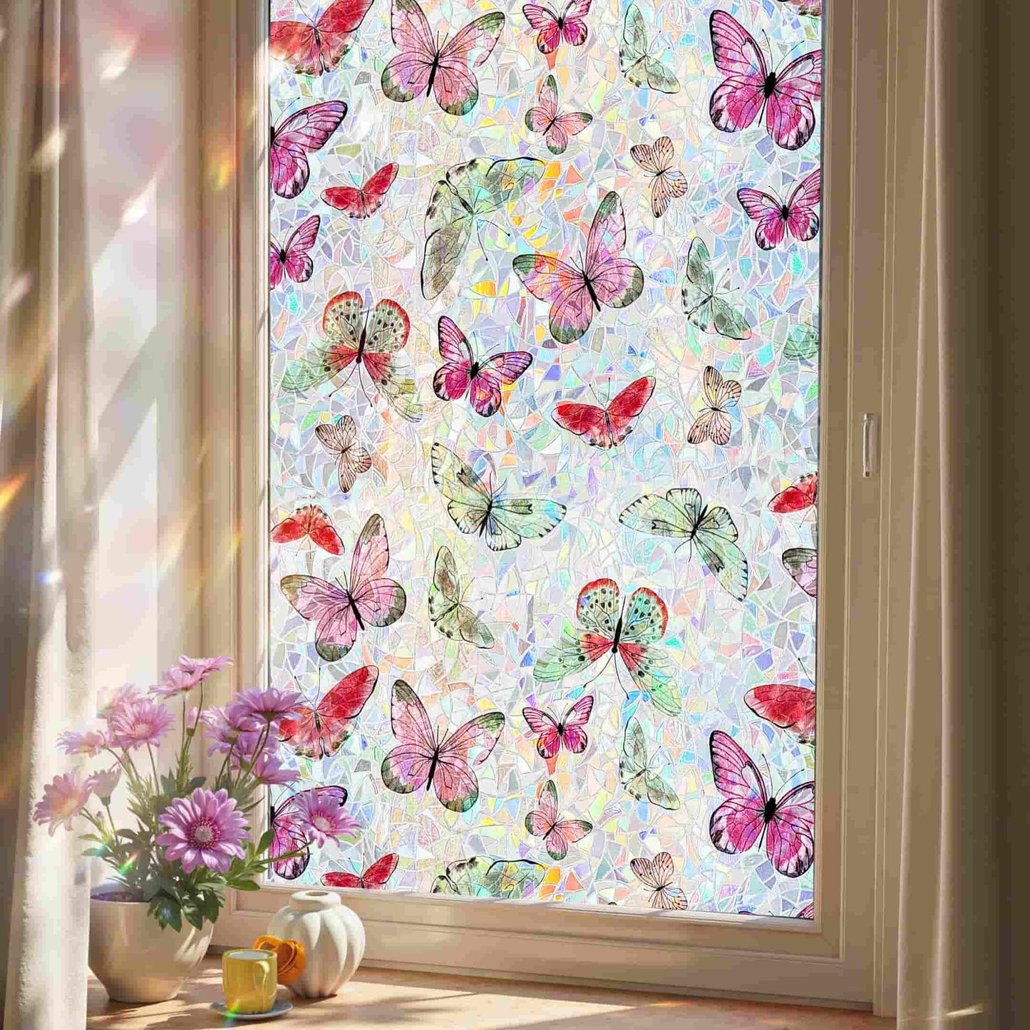 ADD.HERES Laser Butterfly 3D Stained Glass Window Film Static Cling