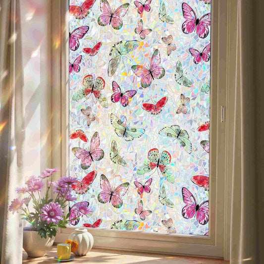 ADD.HERES Laser Butterfly 3D Stained Glass Window Film Static Cling