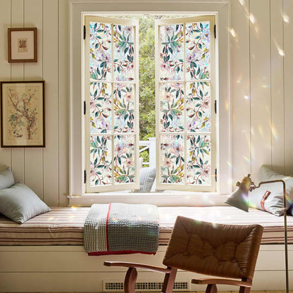 ADD.HERES First Snow Magnolia 3D Stained Glass Window Film Static Cling