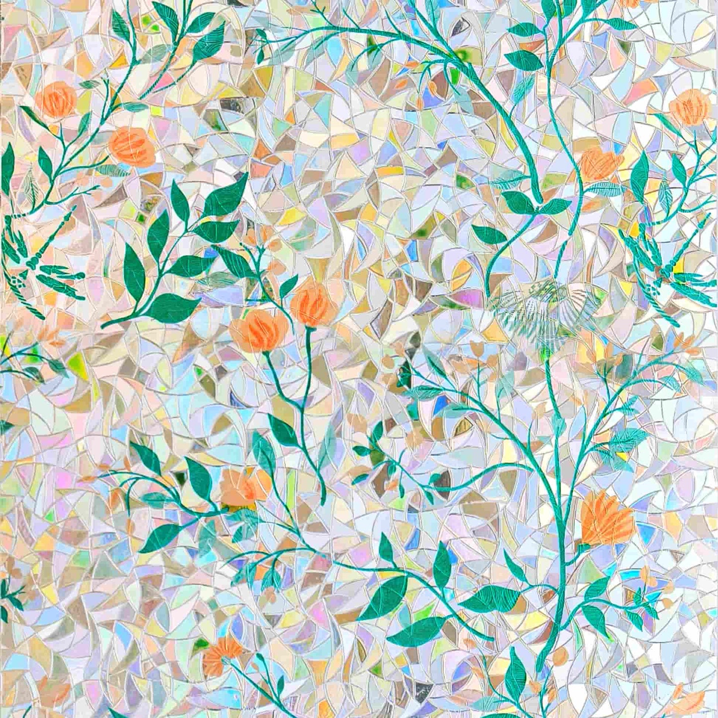 ADD.HERES Orange Blossom 3D Stained Glass Window Film Static Cling