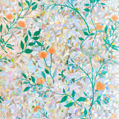ADD.HERES Orange Blossom 3D Stained Glass Window Film Static Cling