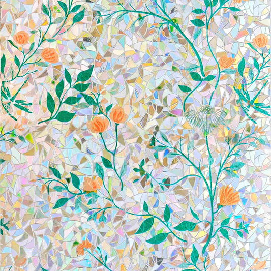 ADD.HERES Orange Blossom 3D Stained Glass Window Film Static Cling