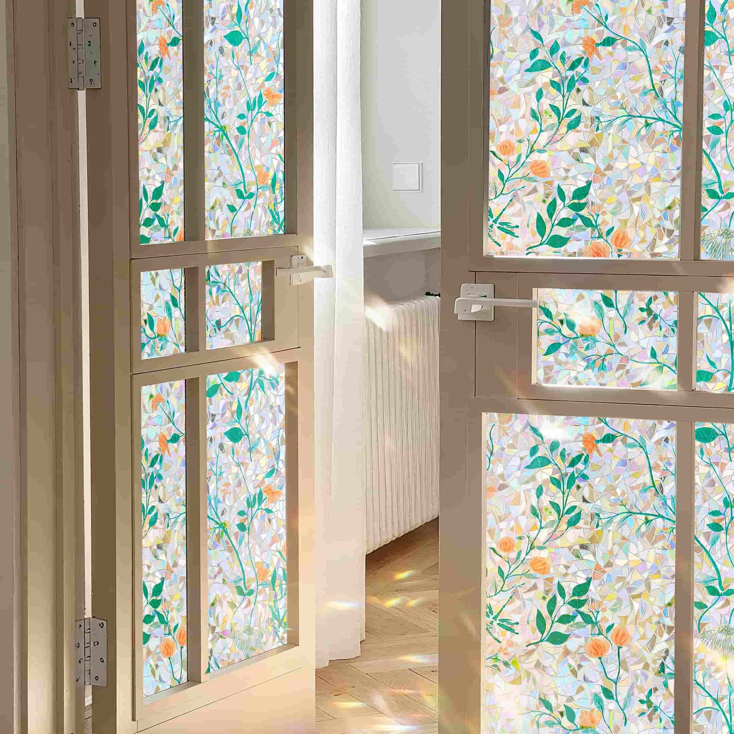 ADD.HERES Orange Blossom 3D Stained Glass Window Film Static Cling