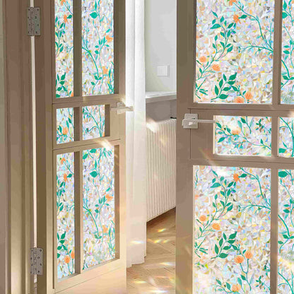 ADD.HERES Orange Blossom 3D Stained Glass Window Film Static Cling