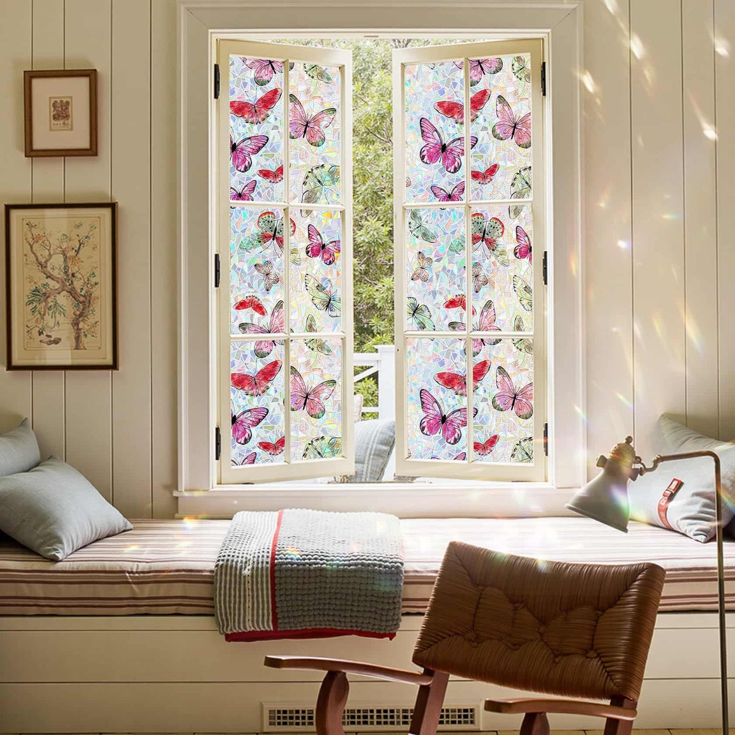 ADD.HERES Laser Butterfly 3D Stained Glass Window Film Static Cling