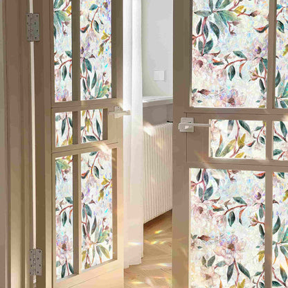 ADD.HERES First Snow Magnolia 3D Stained Glass Window Film Static Cling