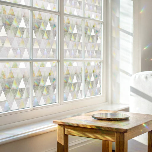 ADD.HERES Laser Triangle Rainbow 3D Stained Glass Window Film Static Cling
