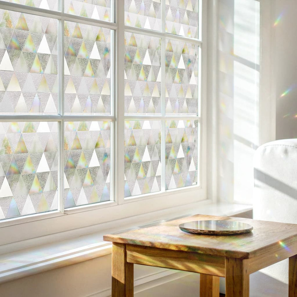 ADD.HERES Laser Triangle Rainbow 3D Stained Glass Window Film Static C