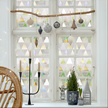 ADD.HERES Laser Triangle Rainbow 3D Stained Glass Window Film Static Cling
