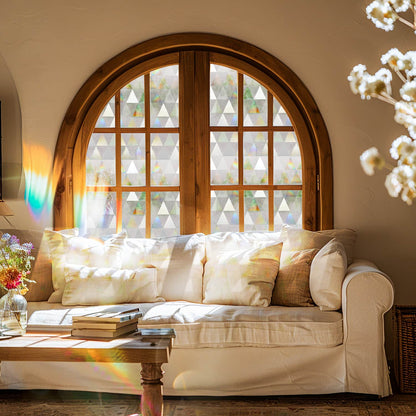 ADD.HERES Laser Triangle Rainbow 3D Stained Glass Window Film Static Cling