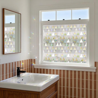 ADD.HERES Laser Triangle Rainbow 3D Stained Glass Window Film Static Cling