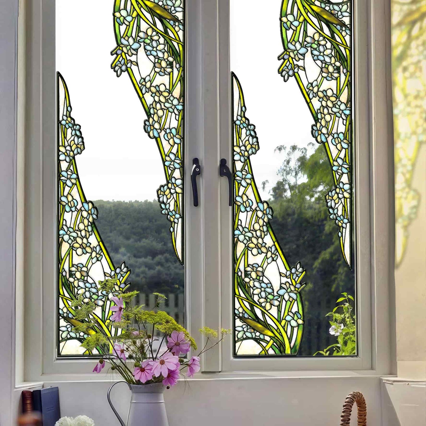 ADD.HERES Cymbidium lianpan Tang et Wang 3D Stained Glass Window Film Static Cling