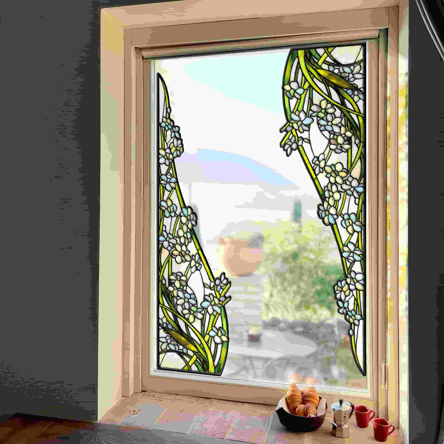 ADD.HERES Cymbidium lianpan Tang et Wang 3D Stained Glass Window Film Static Cling