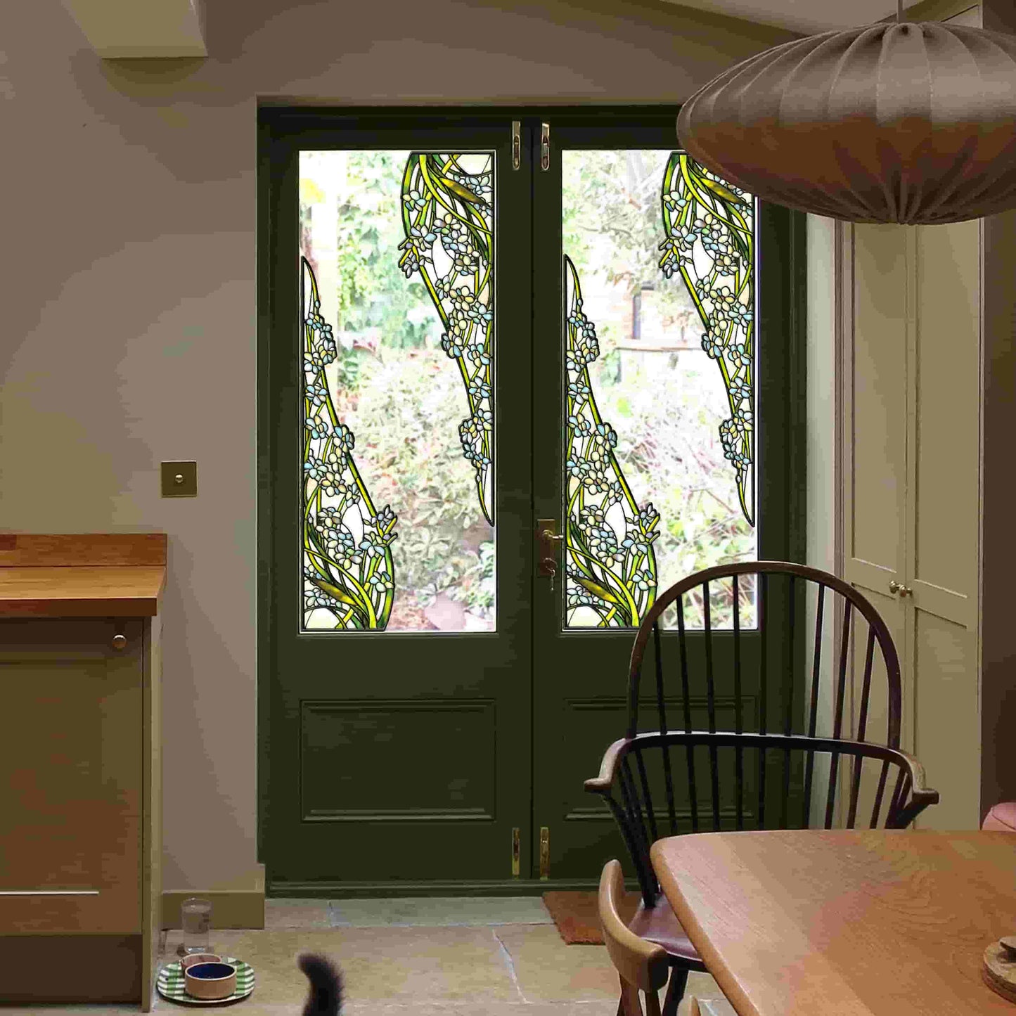 ADD.HERES Cymbidium lianpan Tang et Wang 3D Stained Glass Window Film Static Cling