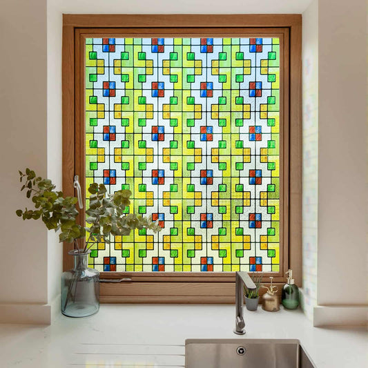 ADD.HERES Magnolia Hall 3D Stained Glass Window Film Static Cling