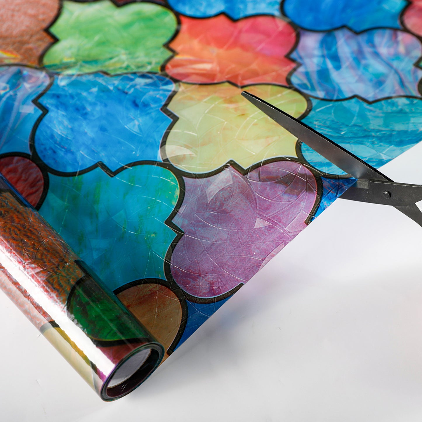 ADD.HERES Painted Four-Leaf Clover 3D Stained Glass Window Film Static Cling