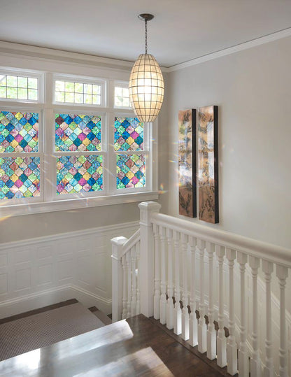 ADD.HERES Painted Four-Leaf Clover 3D Stained Glass Window Film Static Cling