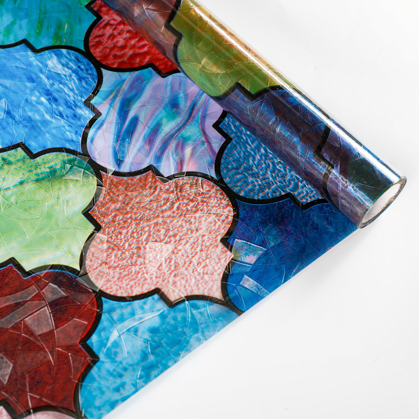 ADD.HERES Painted Four-Leaf Clover 3D Stained Glass Window Film Static Cling