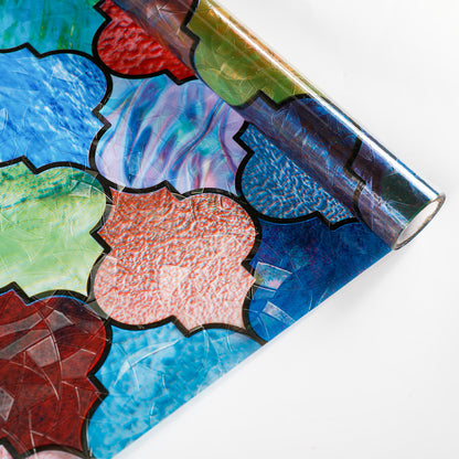 ADD.HERES Painted Four-Leaf Clover 3D Stained Glass Window Film Static Cling