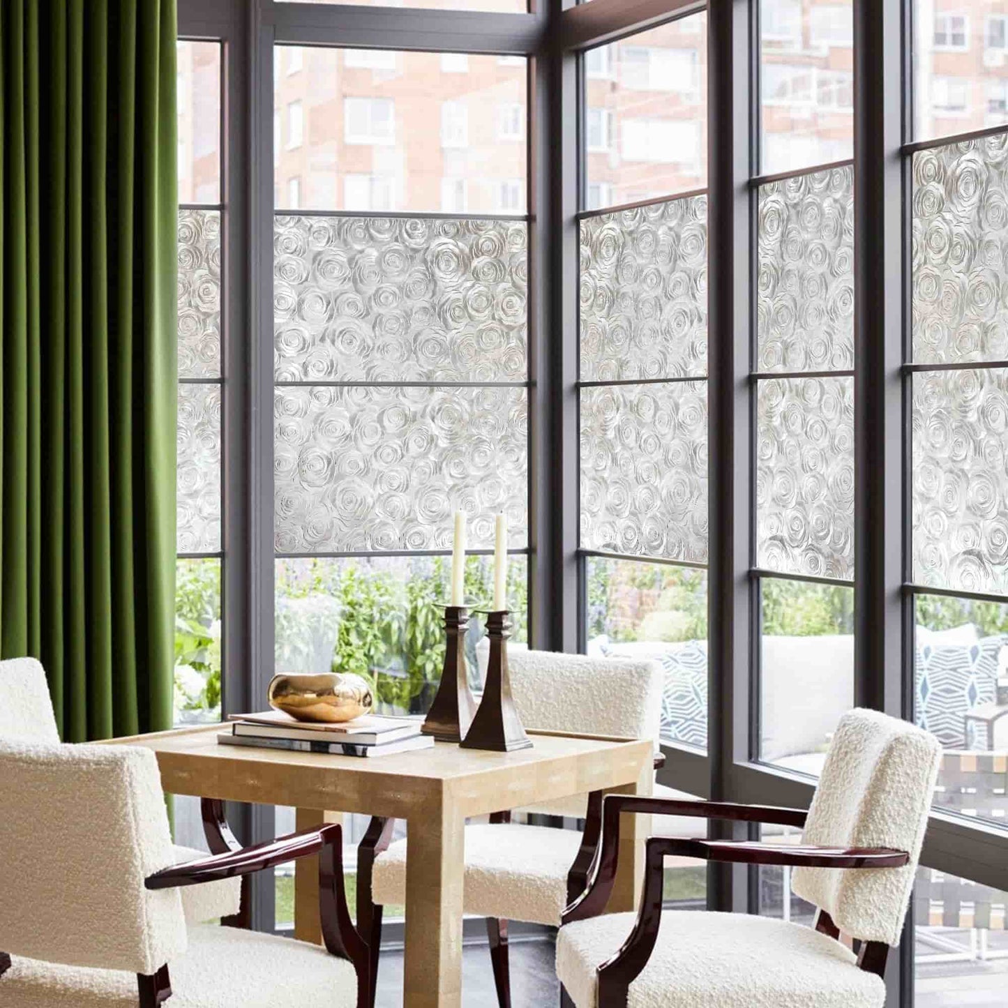 ADD.HERES Sea of Flowers 3D Stained Glass Window Film Static Cling