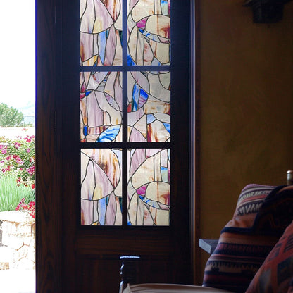 ADD.HERES Spiral 3D Stained Glass Window Film Static Cling