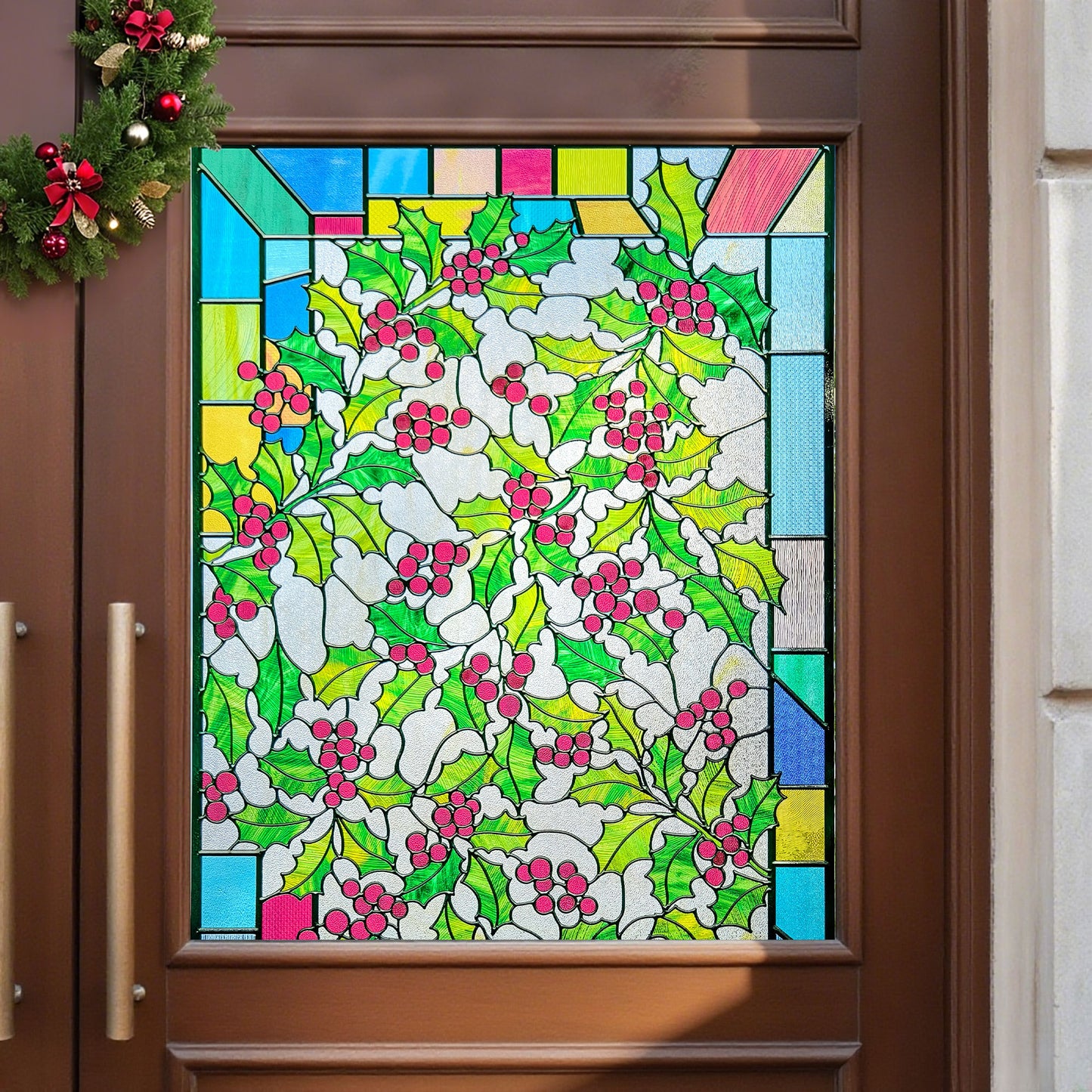 ADD.HERES Holly 3D Stained Glass Window Film Static Cling
