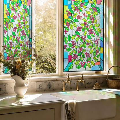 ADD.HERES Holly 3D Stained Glass Window Film Static Cling