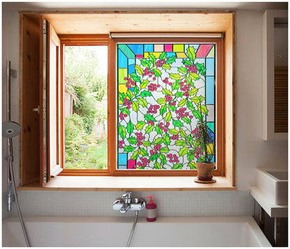 ADD.HERES Holly 3D Stained Glass Window Film Static Cling