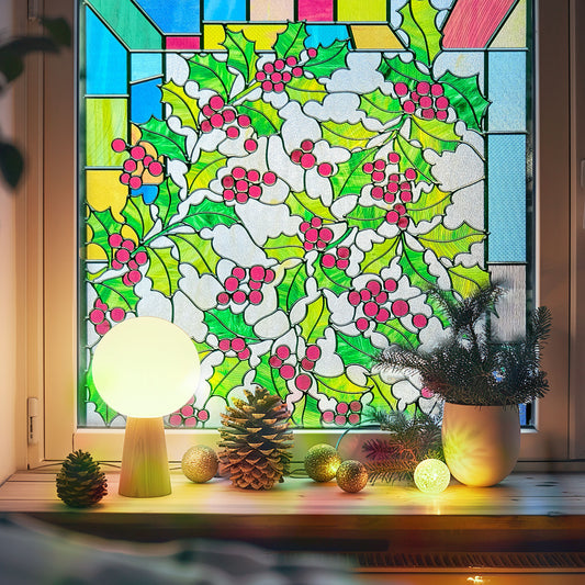 ADD.HERES Holly 3D Stained Glass Window Film Static Cling