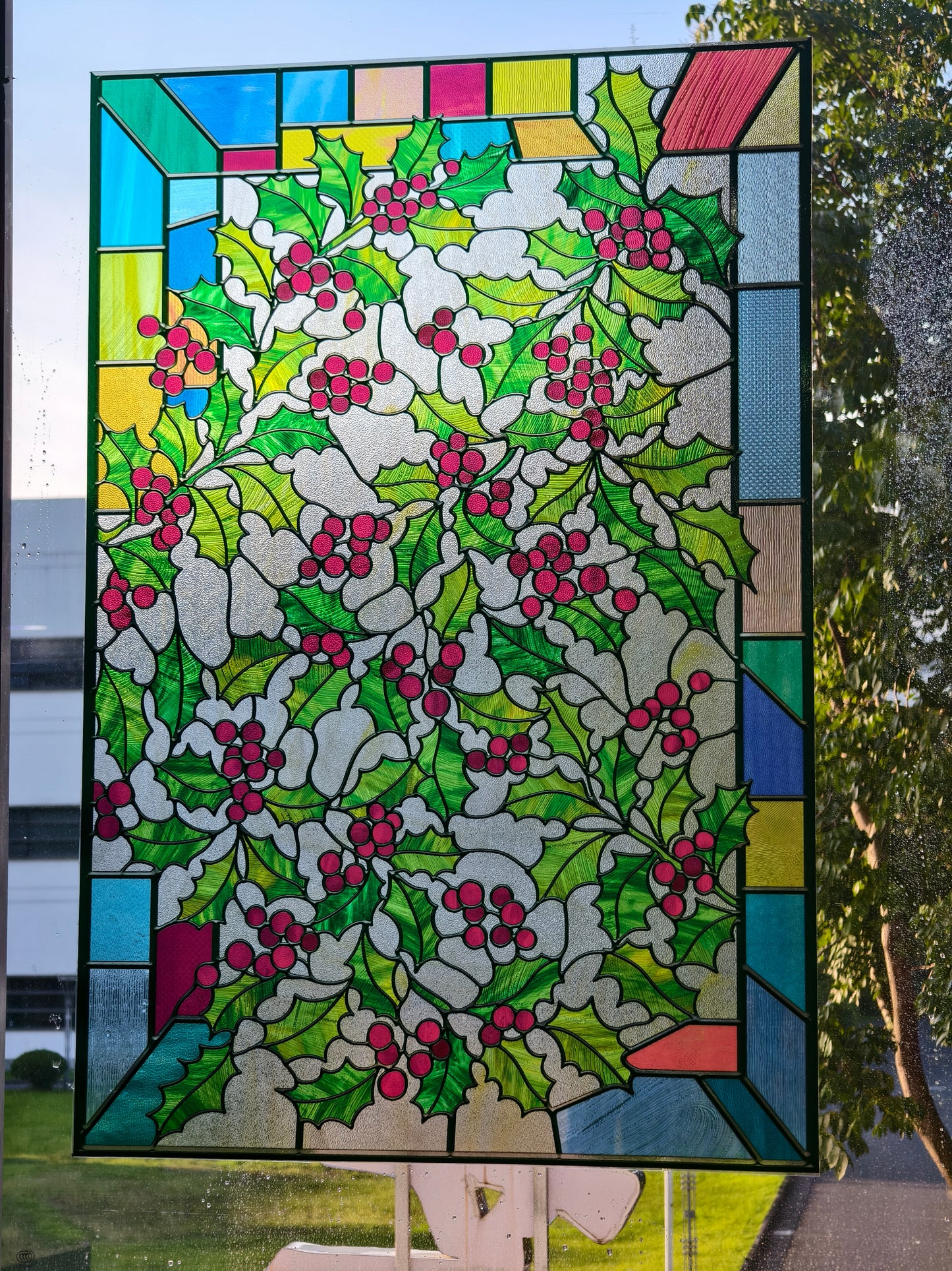 ADD.HERES Holly 3D Stained Glass Window Film Static Cling